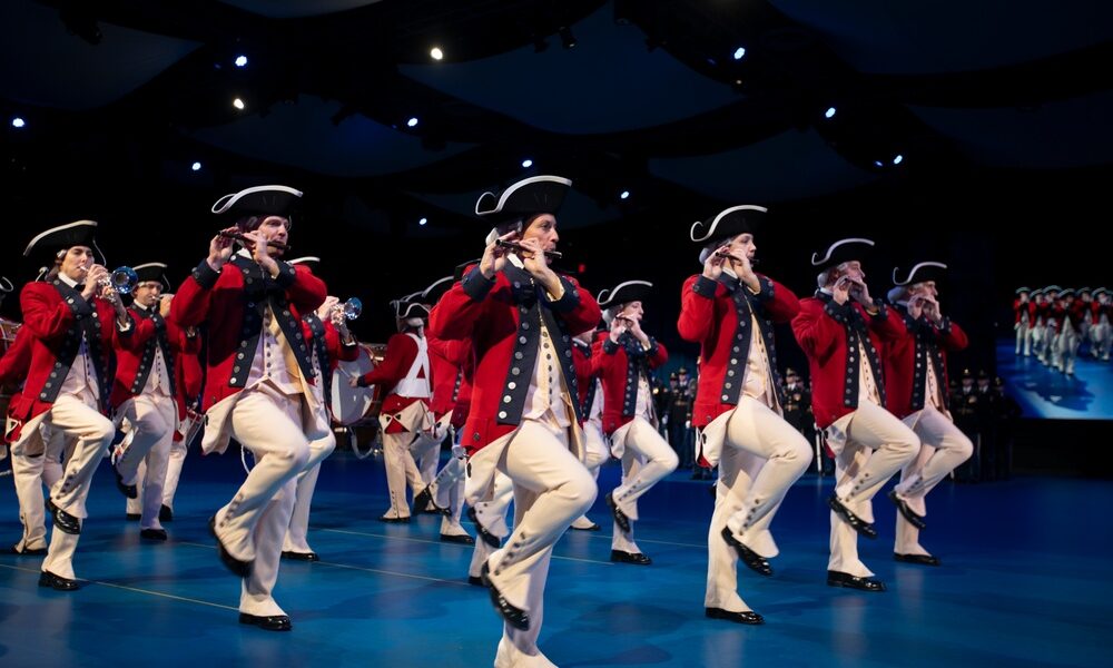 Military retirement ceremony with Old Guard at Conmy Hall